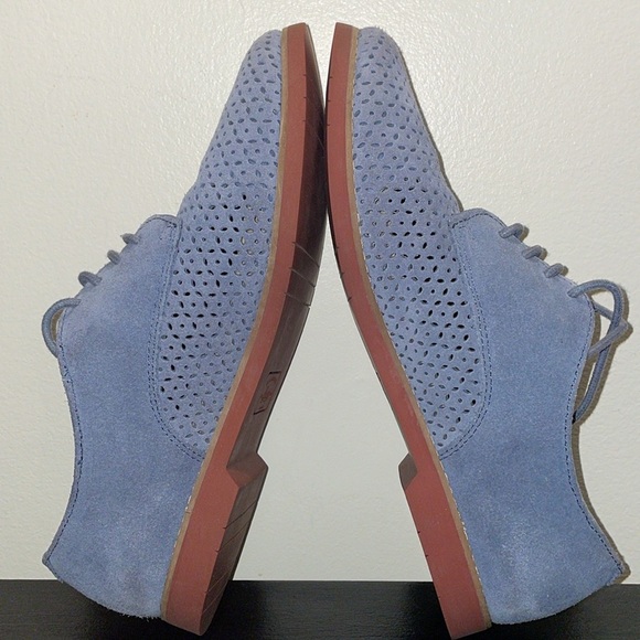 Anthropologie G.H.Bass & Co Ellis Light Blue Perforated Suede Oxford Loafer US 9 - Picture 6 of 13